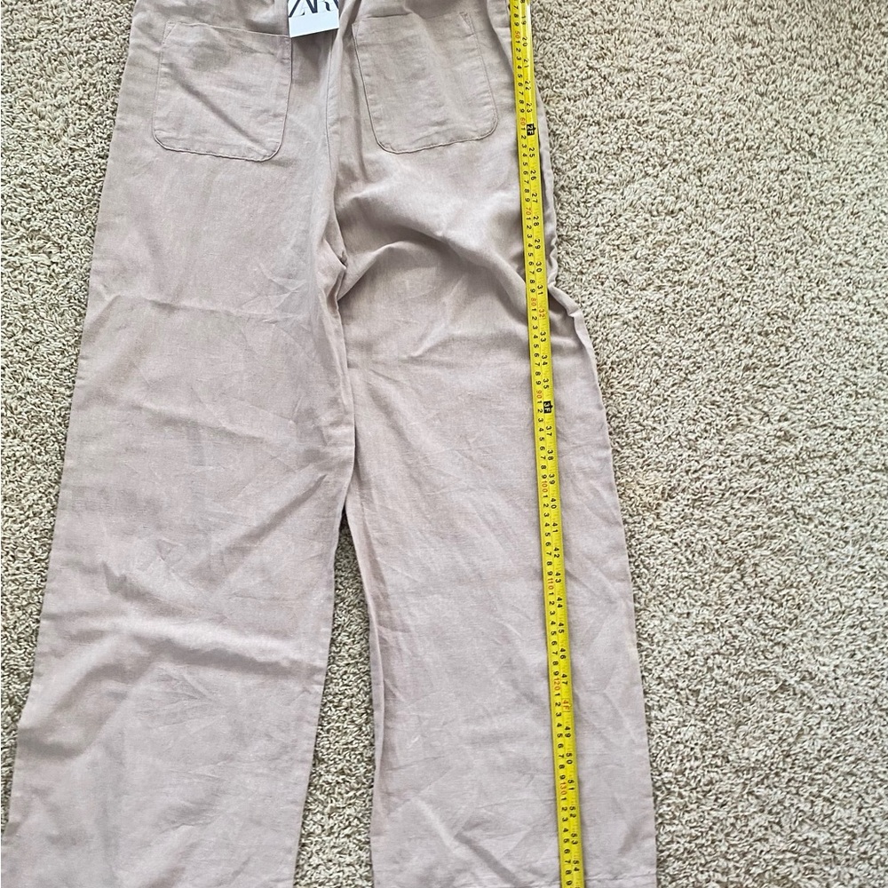 NWT ZARA Linen Cotton Beige cream Jumpsuit Pants Cut Out Xsmall Orig $50 - Picture 10 of 15